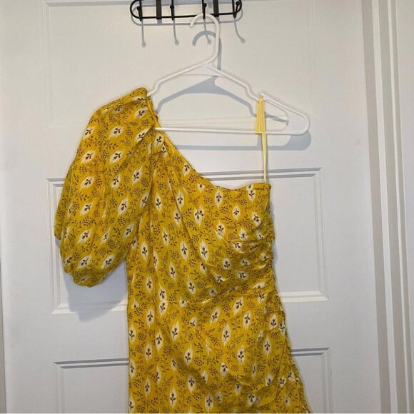 Veronica Beard Yellow Multi Virginia One Shoulder Maxi Dress Sz 0 00 - Picture 6 of 9